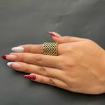 Vintage Gold Tone Woven Mesh Ring Brass Size 7 Photo 2