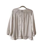 prAna  blouse white w/open work detail sz Large Photo 1