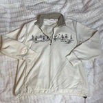 Line Up  Vintage Medium Golf 1/4 Zip Up Athletic Jacket Collar Cream Tan Photo 0
