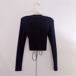 I am gia  Devin Long Sleeve Lace Up Top Black Plunging Neckline Photo 4