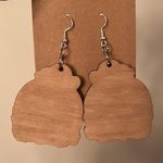 Handmade NWT  Wood Carved and Engraved Pumpkin Floral Fall Dangle Earrings Photo 5