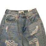 Wax Jean Y2K Wide Leg Distressed Shredded Light Blue High Waist Jeans Sz M Photo 11