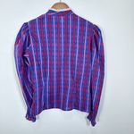 C.C. Additions Vintage Cottagecore Trad Wife Modest Ruffle Plaid Blouse Size M Blue Size M Photo 1
