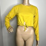 Forever 21 Yellow Tie Long Sleeve Crop Top Shirt Photo 0