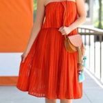 Saylor x Revolve Womens Strapless Midi Dress Sz S Orange Eyelet Party Wedding Photo 1