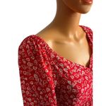 Loft Red Heart Print Long Sleeve Top Ruched Sweetheart Blouse Size 2 Photo 4