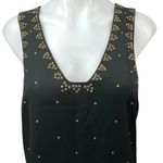 Free People  SoHo Black Studded Embroidered Sleeveless Tank Mini Dress Size 6 Photo 5