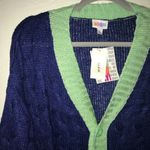 LuLaRoe Cardigan Cableknit Lucille Sweater Sz M NWT Grandpa Oversized Blue Green Photo 1