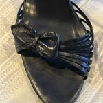 Coach Women’s Black Joelle Kid Leather Strappy Bow Sandal Heels Photo 2