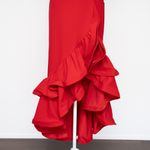 Betsy and Adam Arielle Scuba Crepe Ruffle Slit Gown Photo 3