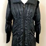 La Reine Blanche Black Quilted Down Longline Puffer Coat M Size M Photo 0
