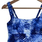 Lands' End  NWT Blue Tie Dye Tankini Swim Top Size 4 Athleisure Sporty Photo 2