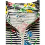 IBKul athletic top zip front stripe with floral print Sz Medium Blue Photo 3