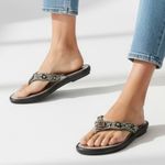 Bandolino  Black Beaded Thong Sandals Photo 1