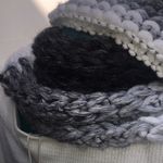 New Hand Crafted Chunky Knit Ombré Scarf and Beanie Cold Weather Gift Set Black Photo 4