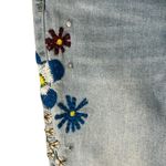 Indigo Rein  Light Wash Blue Floral Embroidered Low Rise Chew Hem Jeans size 9 Photo 9