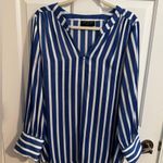Lane Bryant  New Relaxed Satin Collar Blouse Long Sleeve Plus Size 18/20 2X Blue Photo 1