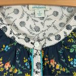Sundance Button Front Floral Long Sleeve Top 100% Cotton sz Small Boho Western Blue Photo 2