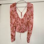 Free People NEW Hilary Printed Top Pink Floral Long Sleeve Photo 6