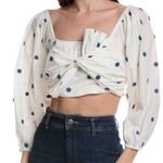 Farm Rio  White and Blue Floral Women's Top Photo 0
