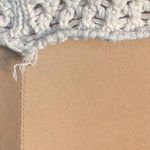 None Oatmeal Cream Crochet Cropped Knit Open-Weave Vneck Oversized Pullover Sweater Photo 5