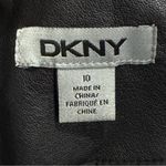 DKNY  Lamb Leather Jacket Women’s 10 Black Panel V-Neck Full Zip City Chic Photo 10