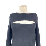 Torn By Ronny Kobo  Cut Out Neckline Black Long Sleeve Ribbed‎ Sweater Size Large Photo 3