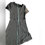 Madewell  Women's Fit & Flare Black & White Striped Short‎ Sleeve Dress Size L Photo 5