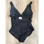 J.Crew  Black Minimalist Resort Vacation V-neck Ruched One Piece Swimsuit XXL Photo 1