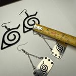 Naruto Hidden Leaf Village Logo Anime Dangle Pierced Earrings Lot Of 2 Photo 1