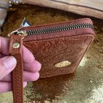 Wristlet Wallet Faux Leather Brown Zipper Closure Photo 2