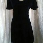Navy Blue Velvet / Velour Short Sleeve Dress Size M Photo 0