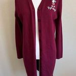 Disney Vintage Store Red Long Line Cardigan Embroidered Mickey Floral Womens M Photo 0