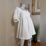 Free People  Violet Mini Dress White Textured Puff Sleeves Small Photo 1