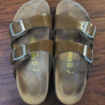 Birkenstock  Brown Chic Feminine Summer Patent Leather Arizona Narrow Size 36 Photo 0