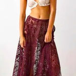 Free People lace skirt NWT boho cottage retro $120 maroon fall maxi casual Photo 0
