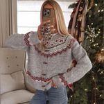 Stitch and Feather Fair Isle Toggle Cardigan sz L Gray Photo 0