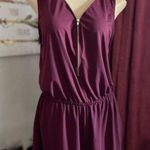 Ambiance burgundy romper with gold zipper up front size large elastic waist Photo 3