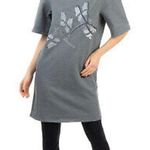 BluGirl Folies women's size 40 IT embellished dragonflies sweater tunic dress XS Gray Photo 0