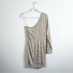 Meshki NWT  Kirstie One Shoulder Sequin Mini Dress Silver Gold XL Photo 3