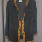 Stenay Black Beaded Blouse, Women's Small Jacket, Evening Wear, Formal Silk Top Photo 0