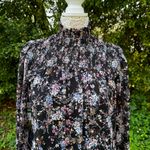 CeCe  Women's Long Sleeve Mock Neck Floral-Print Smocked Dress Black Size‎ M NWT Photo 1