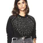 Ba&sh Cheek Noir Rhinestone Crewneck Sweatshirt, Black, Size M Photo 0