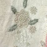 Carolyn Taylor Vintage 80s Cottage Core Sweater Cardigan Beaded Floral Pearls Shabby Chic Large Photo 4