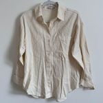 Abercrombie & Fitch  Oversized Linen-Blend Button Down Shirt Size XS Ivory Cream Photo 2