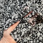 Vintage 90s B1ue Diamond Sheer Floral Button Down Collared Black & White Blouse Size M Photo 8