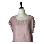 Antibes Blanc Dress Women Small Pink Linen Tassel Sleeve Shift Mini Lagenlook‎ Photo 2