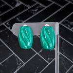 Vintage Clip On Earrings Retro Green with Teal Undertone Photo 0