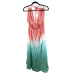 Raviya Swim Cover Up Dress Hi Low Maxi Halter V Neck Ombre Pink Green M Size M Photo 2
