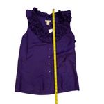 J.Crew Women's Silk Ruffle Cami Top Purple Size 2 Sleeveless V Photo 3